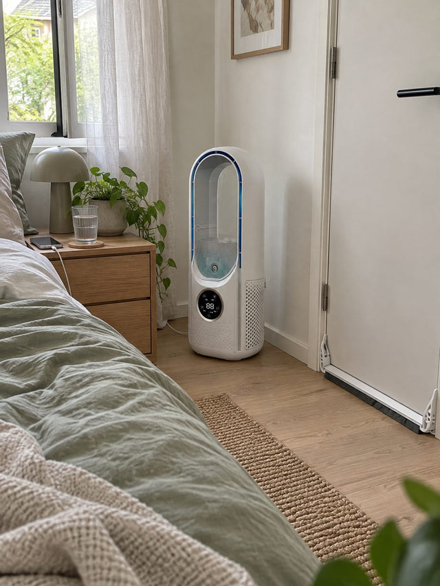 Slaapkamer met torenventilator