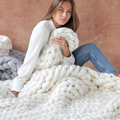 Handgebreid Chunky Plaid – Dik Gebreide Deken in Zachte Chenille voor Bank en Bed | Seveu