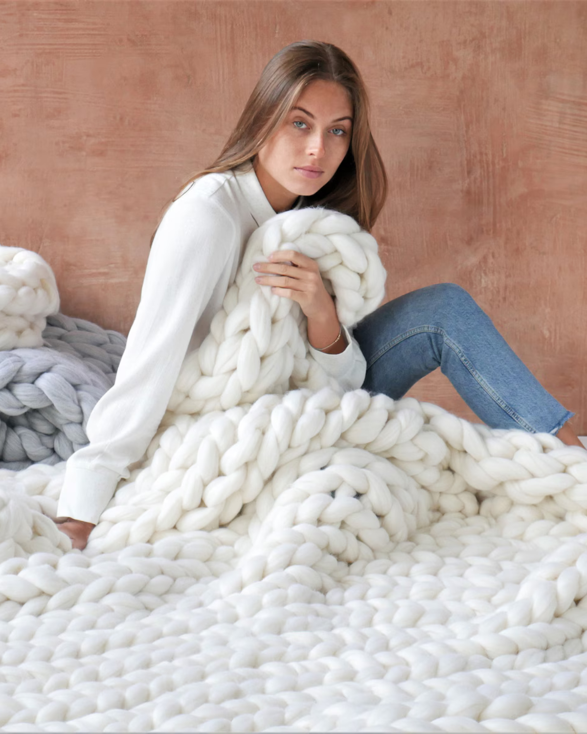 Handgebreid Chunky Plaid – Dik Gebreide Deken in Zachte Chenille voor Bank en Bed | Seveu