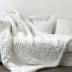 Handgebreid Chunky Plaid – Dik Gebreide Deken in Zachte Chenille voor Bank en Bed | Seveu