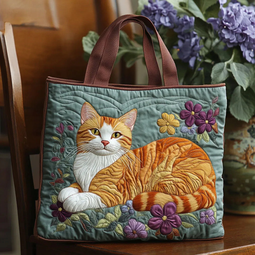 Gewatteerde shopper tas met print van een rode kat