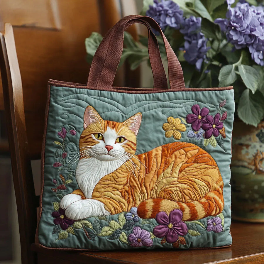 Gewatteerde shopper tas met print van een rode kat