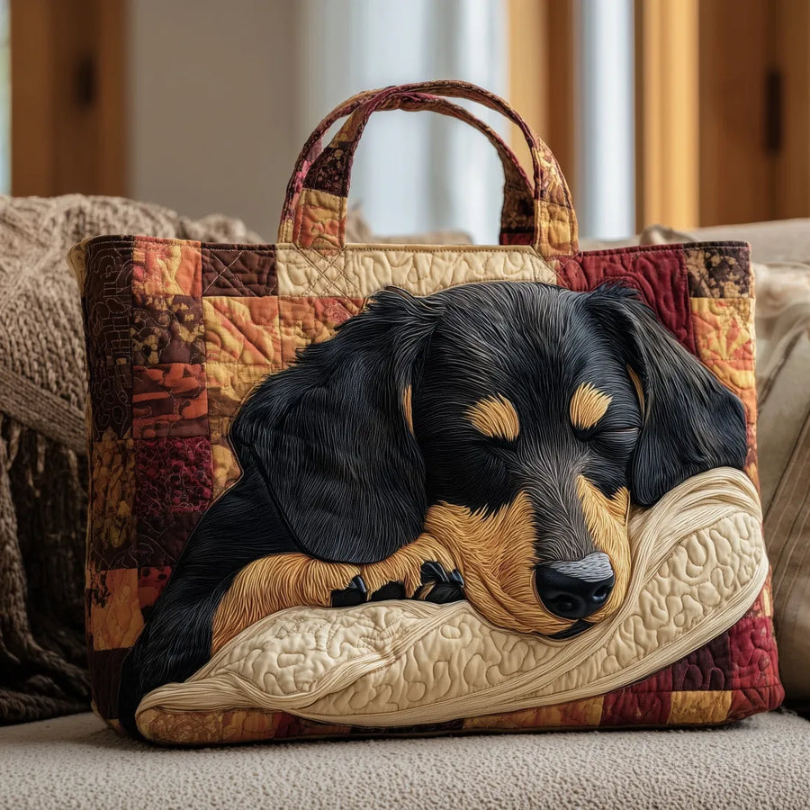 Gewatteerde shopper tas met teckelprint