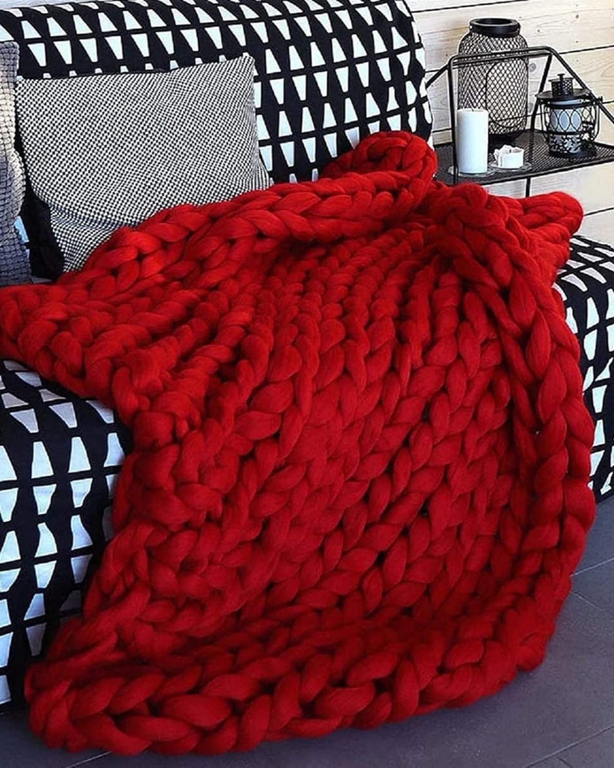 Handgebreid Chunky Plaid – Dik Gebreide Deken in Zachte Chenille voor Bank en Bed | Seveu