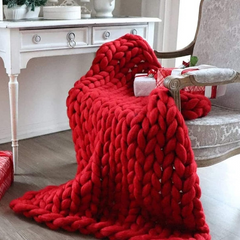 Handgebreid Chunky Plaid – Dik Gebreide Deken in Zachte Chenille voor Bank en Bed | Seveu