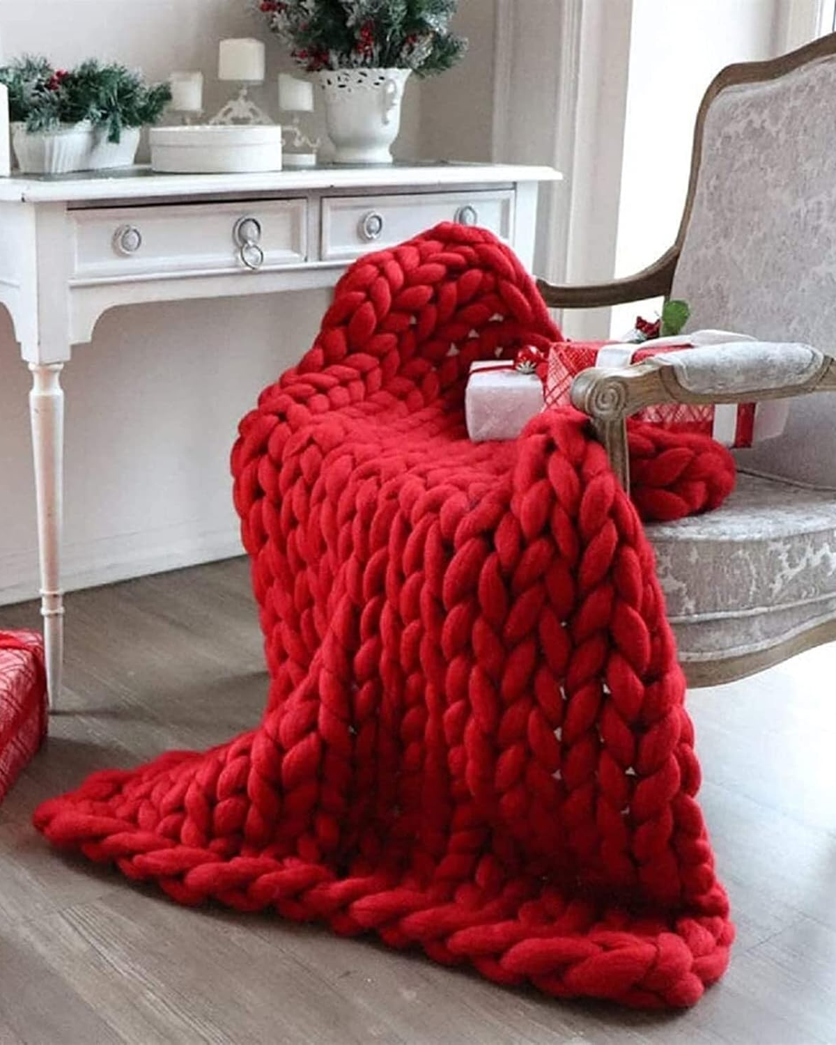 Handgebreid Chunky Plaid – Dik Gebreide Deken in Zachte Chenille voor Bank en Bed | Seveu