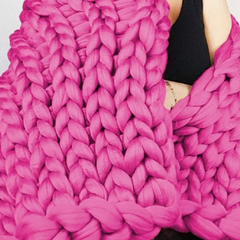 Handgebreid Chunky Plaid – Dik Gebreide Deken in Zachte Chenille voor Bank en Bed | Seveu
