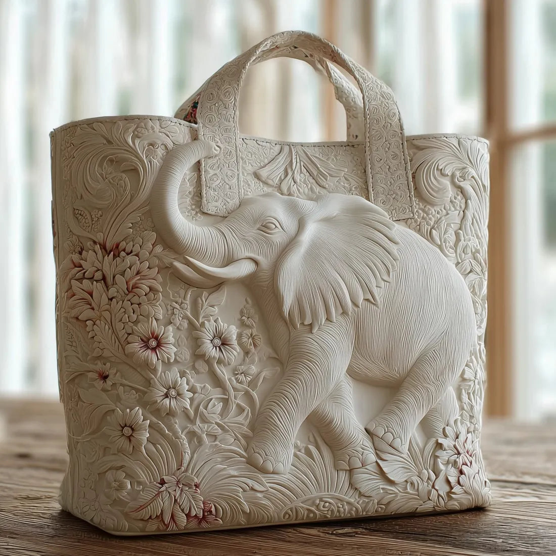 Gewatteerde shopper tas met olifantprint