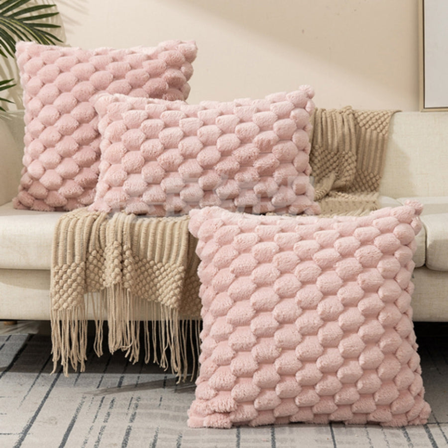 Kussenhoes 3D textuur katoen polyester roze sierkussen bank slaapkamer decoratief zacht hoes kussen vierkant rechthoek | Seveu