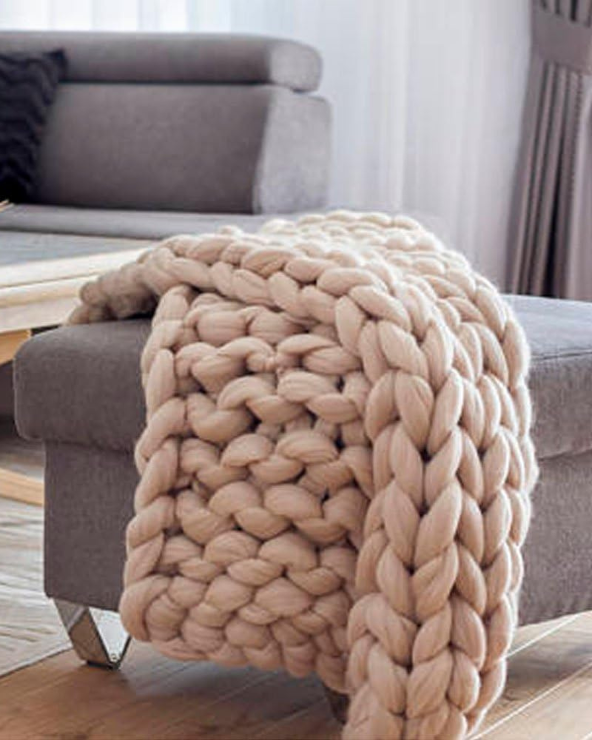 Handgebreid Chunky Plaid – Dik Gebreide Deken in Zachte Chenille voor Bank en Bed | Seveu