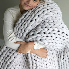 Handgebreid Chunky Plaid – Dik Gebreide Deken in Zachte Chenille voor Bank en Bed | Seveu