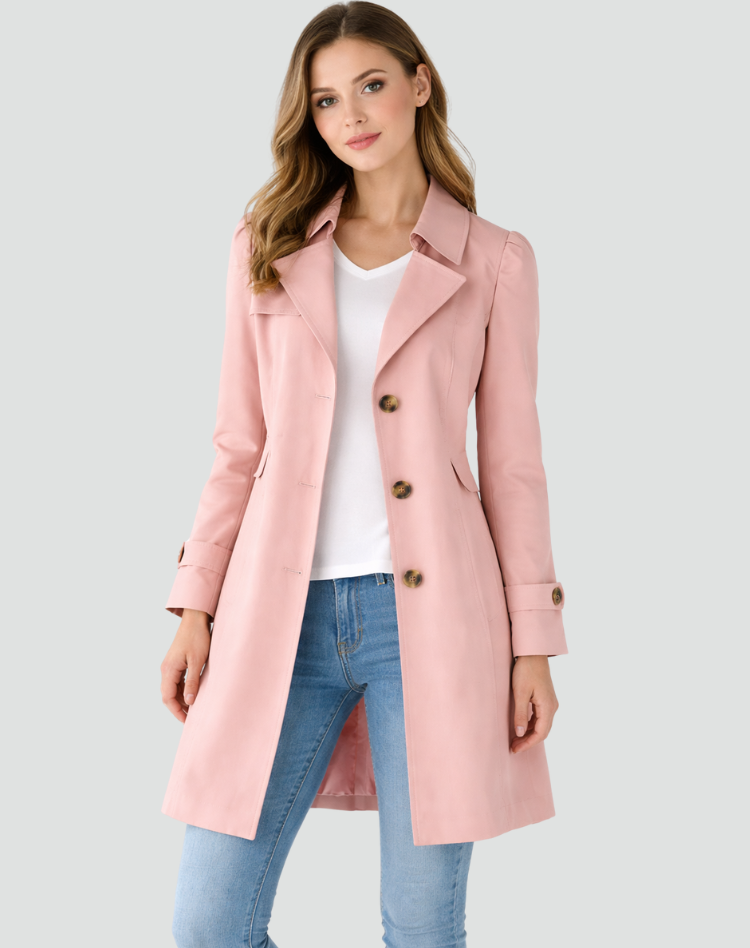 Lichte getailleerde trenchcoat voor dames met reverskraag