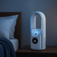 Compacte bladloze luchtkoeler met touchdisplay