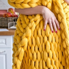 Handgebreid Chunky Plaid – Dik Gebreide Deken in Zachte Chenille voor Bank en Bed | Seveu