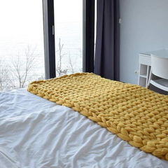 Handgebreid Chunky Plaid – Dik Gebreide Deken in Zachte Chenille voor Bank en Bed | Seveu