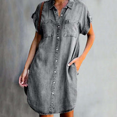 Denim jurk voor dames met zakken