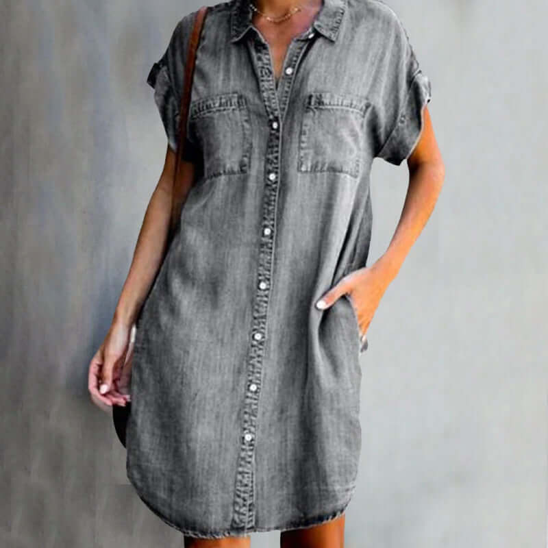 Denim jurk voor dames met zakken