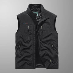 Bodywarmer voor heren met opstaande kraag en ritszakken