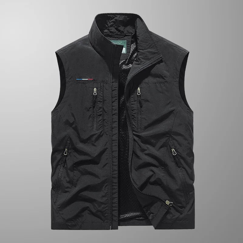 Bodywarmer voor heren met opstaande kraag en ritszakken