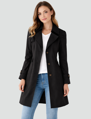 Lichte getailleerde trenchcoat voor dames met reverskraag