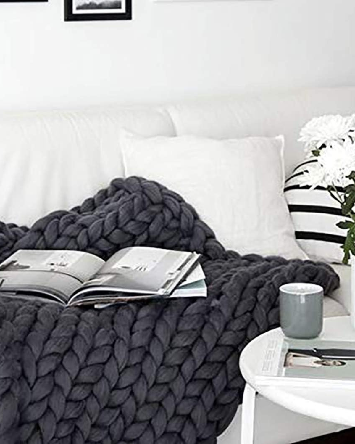 Handgebreid Chunky Plaid – Dik Gebreide Deken in Zachte Chenille voor Bank en Bed | Seveu