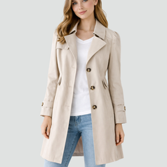 Lichte getailleerde trenchcoat voor dames met reverskraag