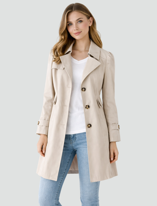 Lichte getailleerde trenchcoat voor dames met reverskraag