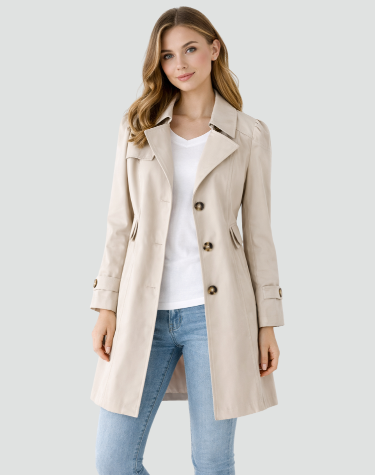 Lichte getailleerde trenchcoat voor dames met reverskraag