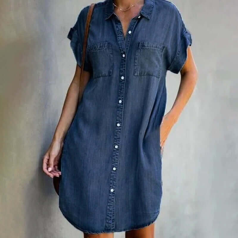 Denim jurk voor dames met zakken