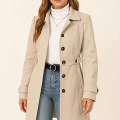 Getailleerde trenchcoat voor dames met ceintuur en reverskraag