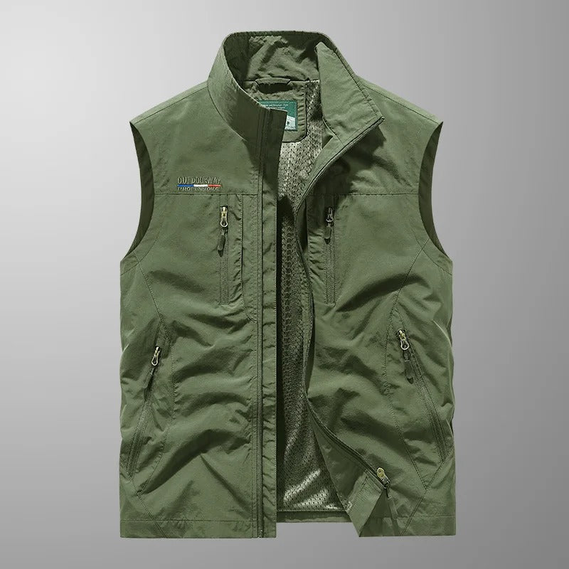 Bodywarmer voor heren met opstaande kraag en ritszakken