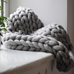 Handgebreid Chunky Plaid – Dik Gebreide Deken in Zachte Chenille voor Bank en Bed | Seveu