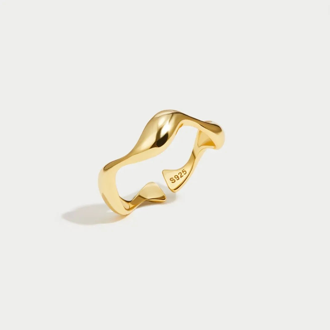 Minimalistische verstelbare ring met oceaanmotief
