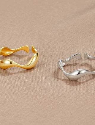 Minimalistische verstelbare ring met oceaanmotief