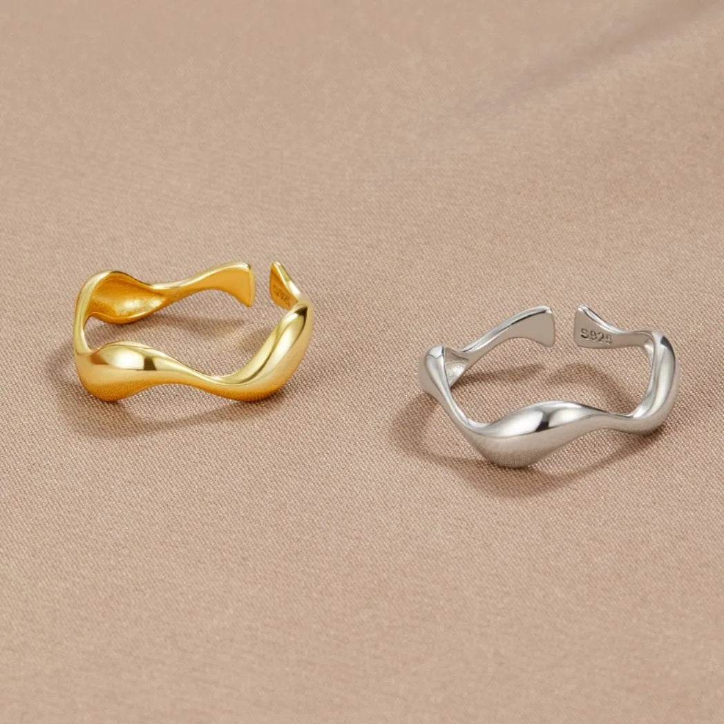 Minimalistische verstelbare ring met oceaanmotief