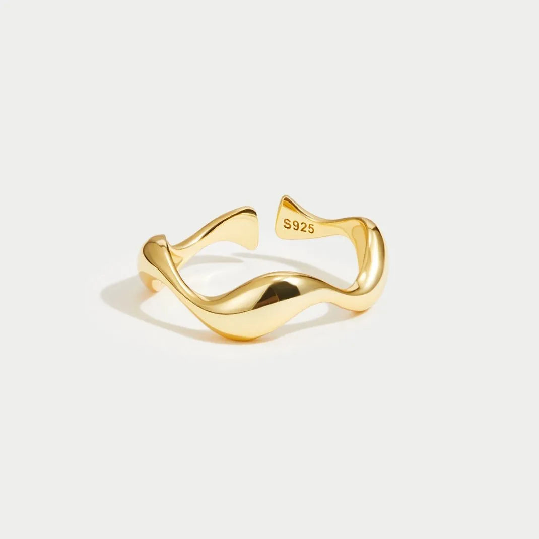Minimalistische verstelbare ring met oceaanmotief