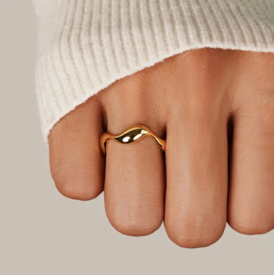 Minimalistische verstelbare ring met oceaanmotief