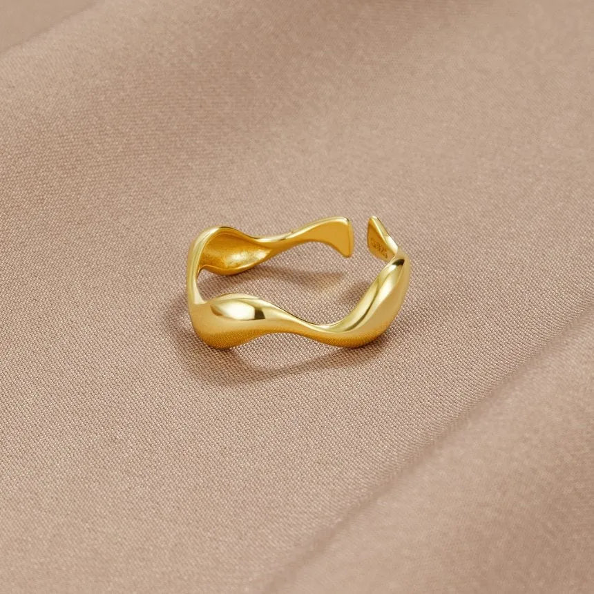 Minimalistische verstelbare ring met oceaanmotief