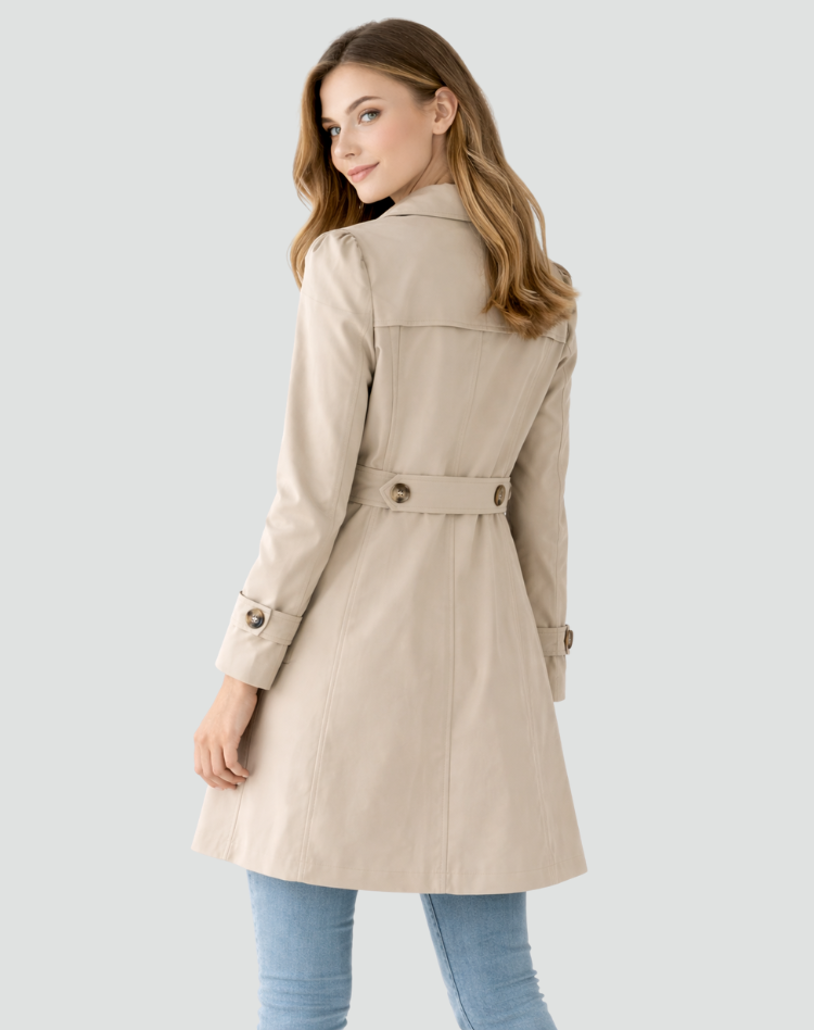 Lichte getailleerde trenchcoat voor dames met reverskraag