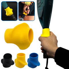 Siliconen grip trainer om een racketgrip