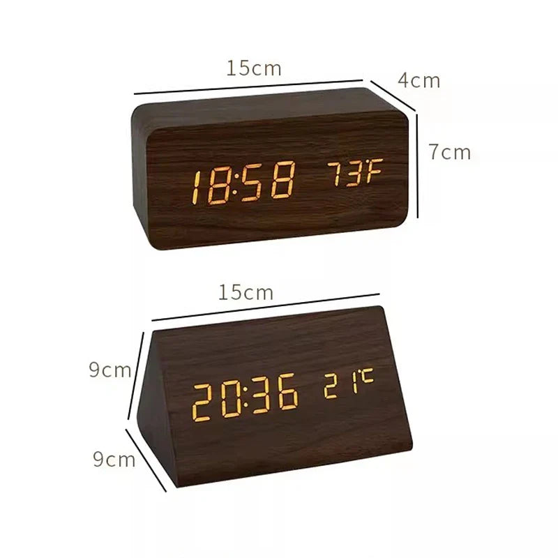 Digitale wekker in houtlook met LED-display