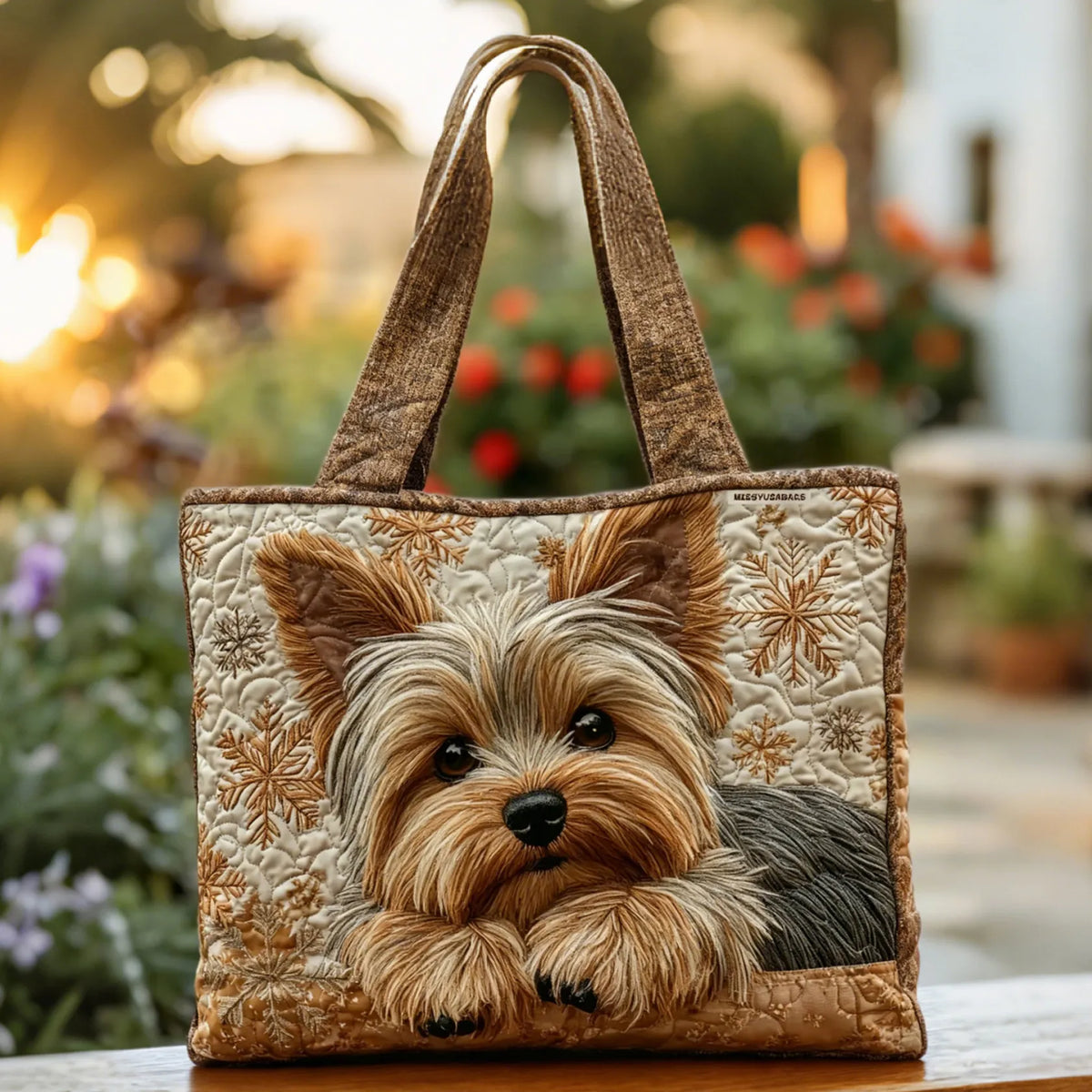 Gewatteerde shopper tas met print van een yorkshire terrier