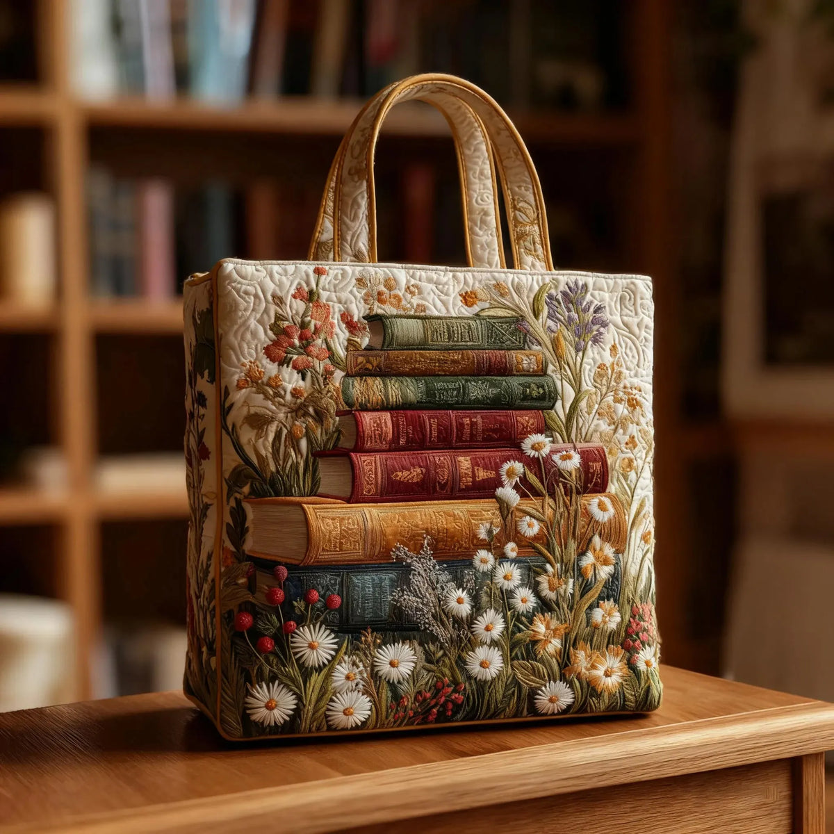 Gewatteerde shopper tas met bloemenprint