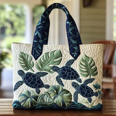 Gewatteerde shopper tas met zeeschildpadprint