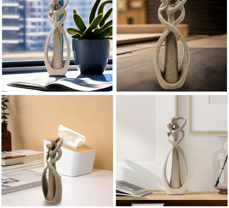 Abstract beeldje van twee figuren in een omhelzing