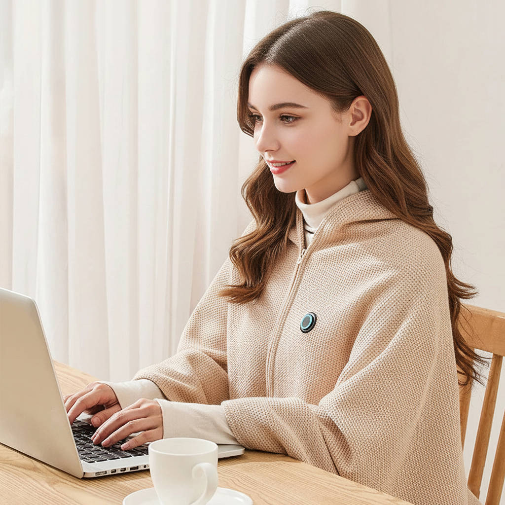Verwarmbare USB Omslagdeken met Ritssluiting Schouders Nek Warmte Zachte Plaid Thuiswerken Kantoor Relaxen | Seveu
