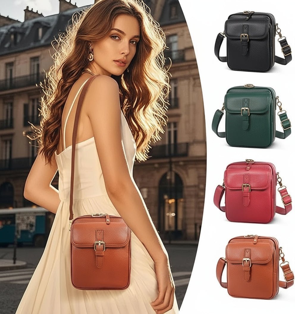 Vierkante crossbody tas met rits en verstelbare schouderband