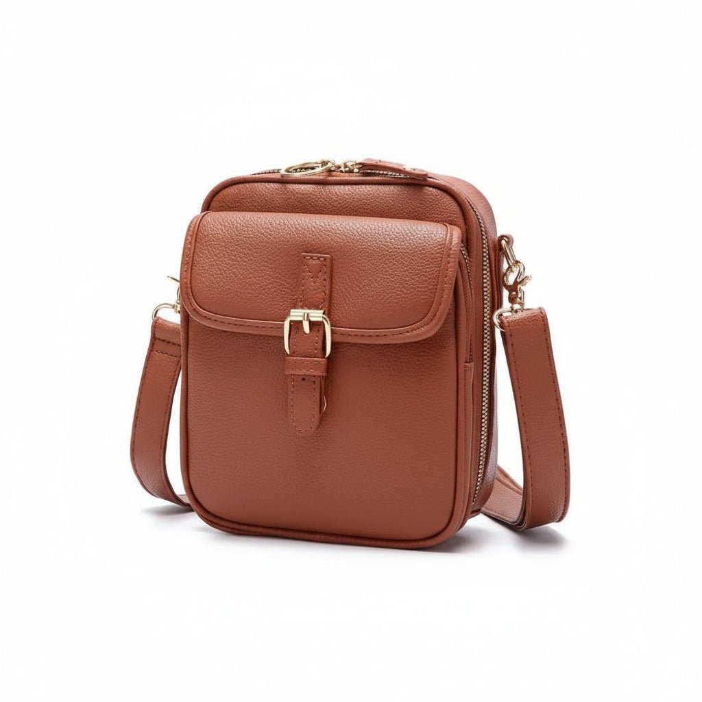Vierkante crossbody tas met rits en verstelbare schouderband