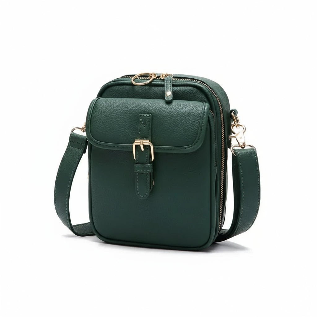 Vierkante crossbody tas met rits en verstelbare schouderband
