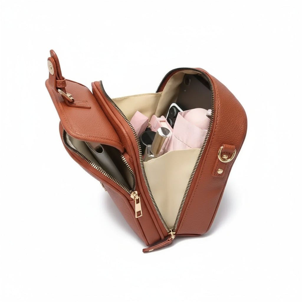 Vierkante crossbody tas met rits en verstelbare schouderband